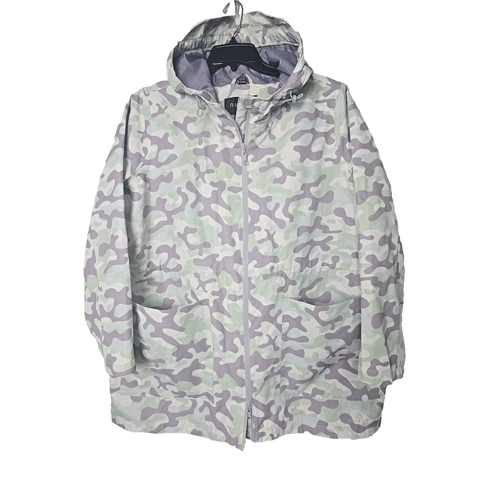 Womens Plus size 1X NUAGE Camouflage Raincoat Hooded Jacket